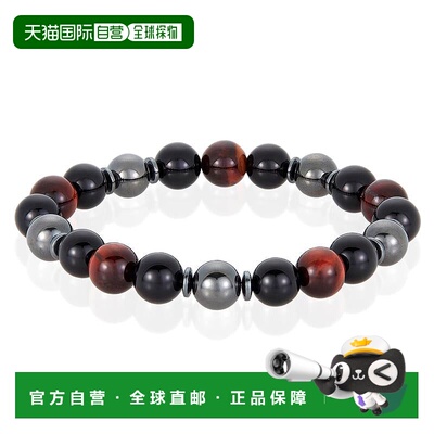 自营 Crucible Los Angeles 10 毫米串珠弹力手链，配有红虎眼石