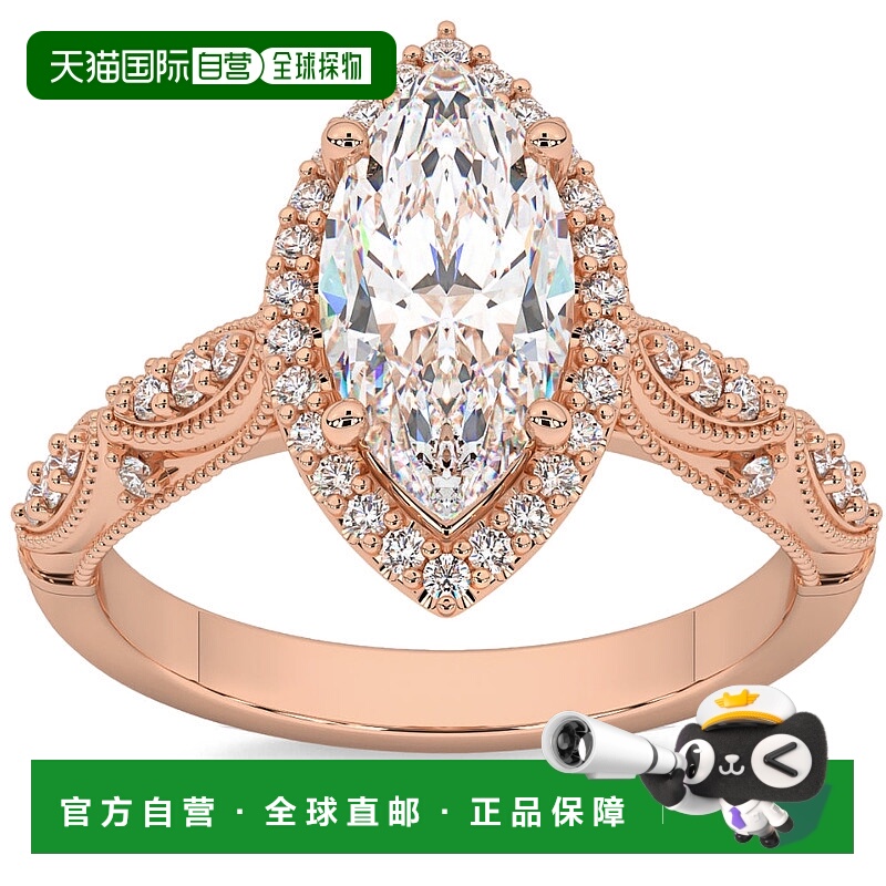 自营 pompeii32 1/4 克拉榄尖形光环自然灵感实验室培育钻石订婚