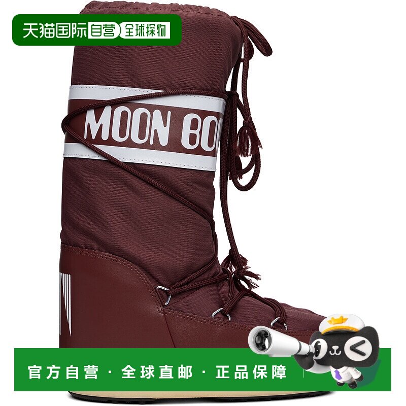 香港直邮潮奢 moon boot 月亮靴 男士 酒红色 Icon Nylon 中筒靴