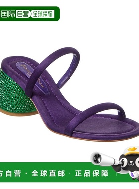 自营 Gianvito Rossi Jolie缎面皮革凉鞋-紫色 美国奥莱直发单鞋