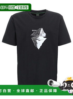 自营 Hugo Boss Men's Tee 8 Graphic Print T-Shirt, Black - bl