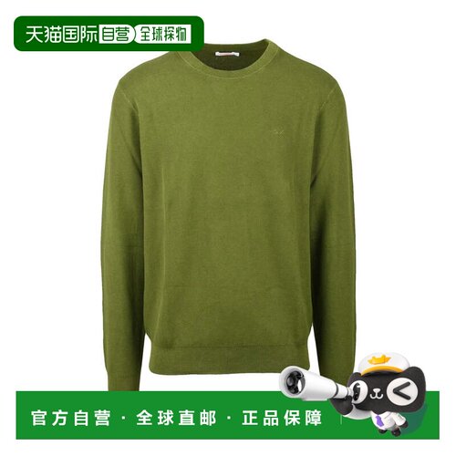 自营sun68Green Crew Neck Cotton Sweater - green 美国奥莱直发