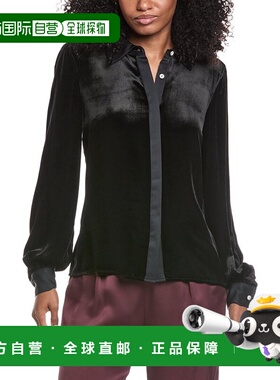 自营Ramy Brook Ramona Velvet Silk-Blend Shirt - black 美国奥