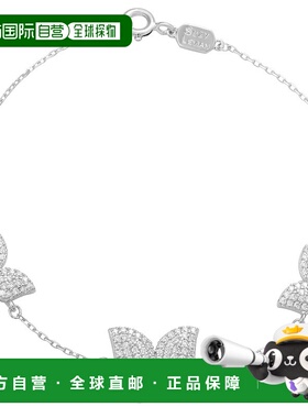 自营 Suzy Levian 纯银方晶锆石蝴蝶手链 - 白色 美国奥莱直发