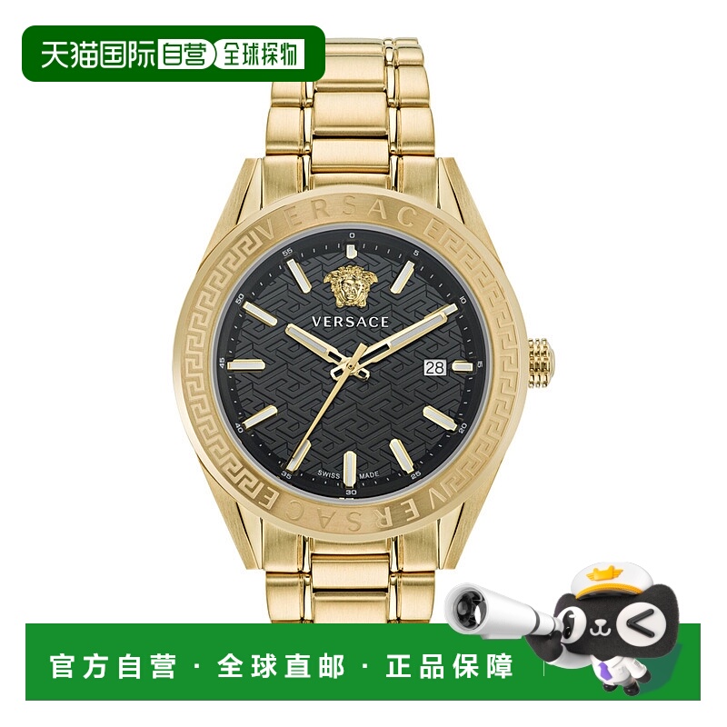 自营versaceV-Code Bracelet Watch - gold/ip yellow gold/black