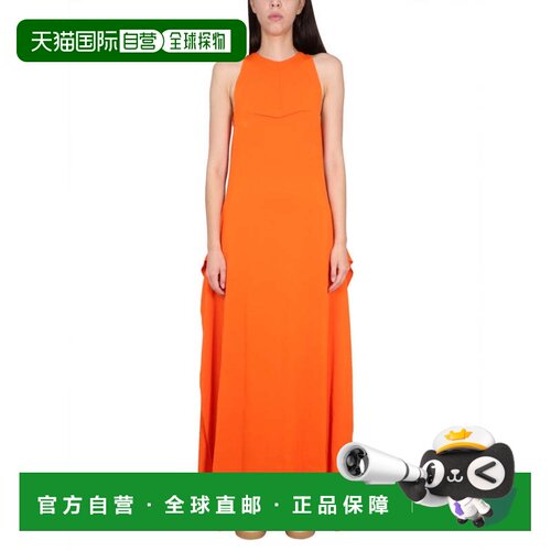 自营lanvinRound Neck Longuette Dress With Concealed Design -