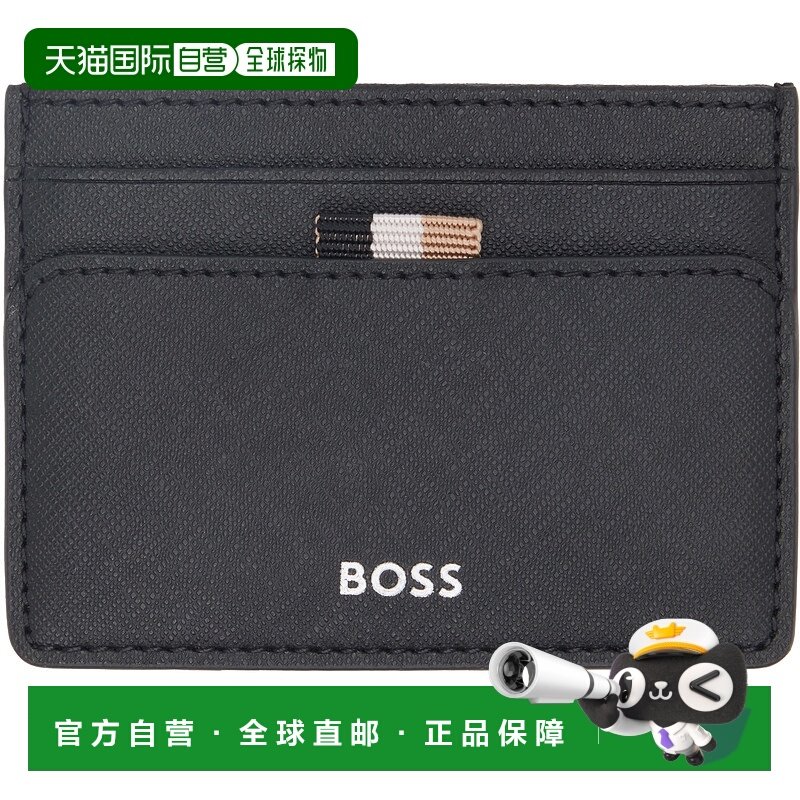 1h可退 香港直邮潮奢 BOSS 波士 男士 黑色卡包 50536751 black黑