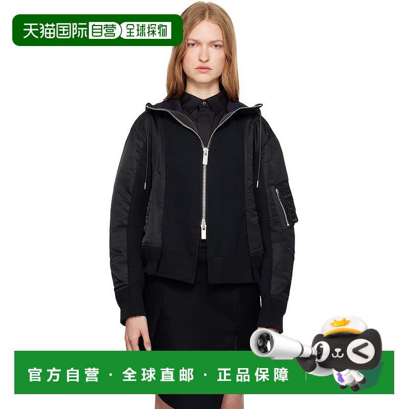 1h可退 香港直邮潮奢 Sacai 女士 黑色 Sponge Sweat 连帽衫 2407