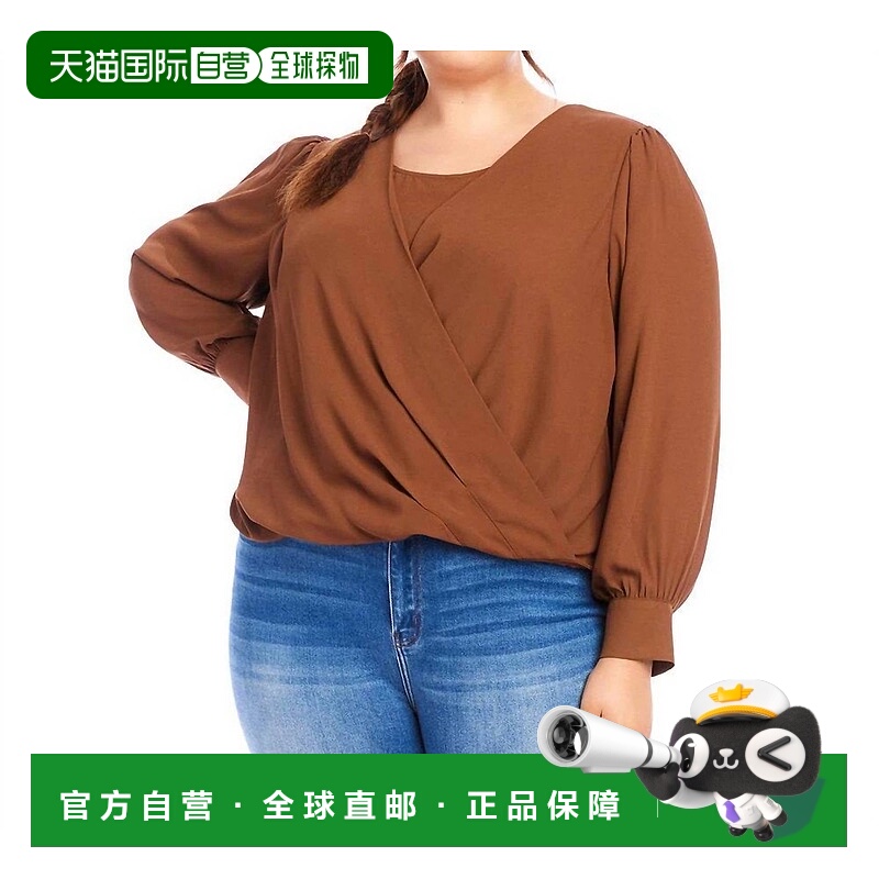 自营karen kane前襟褶皱上衣-加大码干邑白兰地 美国奥莱直发
