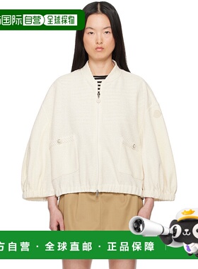 1h可退 香港直邮潮奢 Moncler 盟可睐 女士 灰白色拉链夹克 K1093