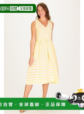 自营duffield laneThe Twila Dress in Lemon Linen Stripe - yel
