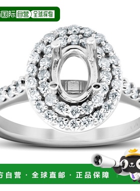 自营 pompeii33/4 克拉双光环钻石订婚戒指椭圆形镶嵌半镶 14k 白