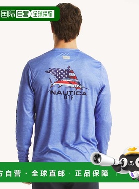 自营Nautica 男式 Nautica Otf 长袖 Upf 50+ 衬衫 - 冰蓝色 美国