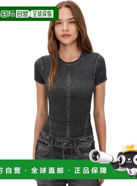 自营rag & bone Women's Miramar Jersey Baby Tee - washed blac