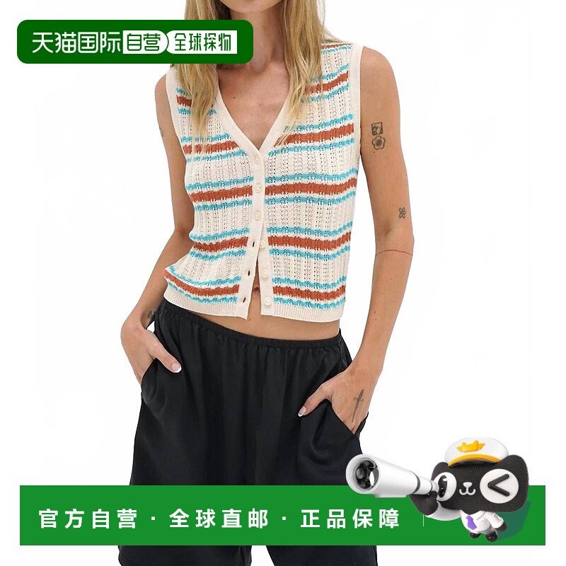 自营lnaLou Sleeveless Cardigan In Sedona Stripe - sedona str