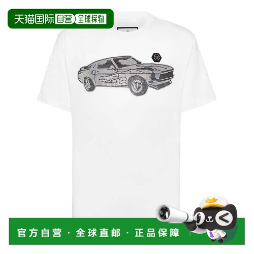 自营philipp plein运动衫t恤圆领SS Strass Cars Racing-白色 美