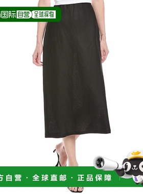 自营 Enza Costa Bias亚麻迷笛裙-黑色 美国奥莱直发半身裙a字裙