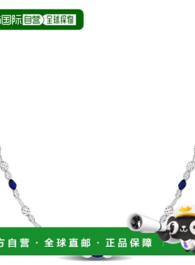 自营 925 纯银 Mimi & Max 蓝色珐琅珠站项链 - 18 英寸 - 蓝色