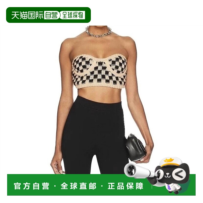 自营for love & lemonsLana Bustier Top In Tan Check - tan che