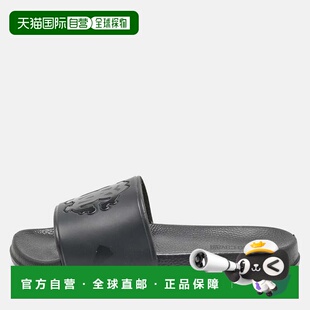 自营Roberto Cavalli Black Rubber Logo Flat Slides - black 美