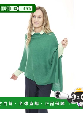 自营in2Cashmere Poncho with Textured Border - kelly green 美