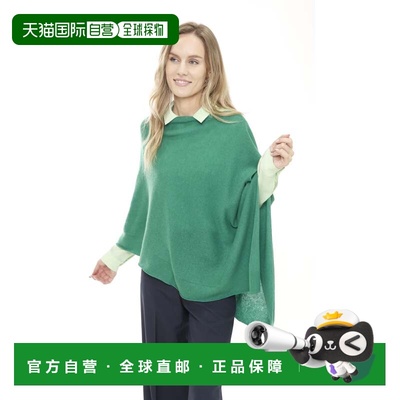 自营in2Cashmere Poncho with Textured Border - kelly green 美