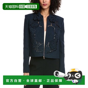 自营Oscar de la Renta Floral Detail Tweed Silk-Lined Wool-Bl