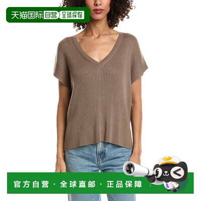 自营Splendid Georgie V-Neck Cashmere-Blend Sweater - brown