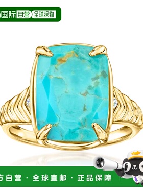 自营Ross-Simons Turquoise Ring With Lab-Grown Diamonds in 18