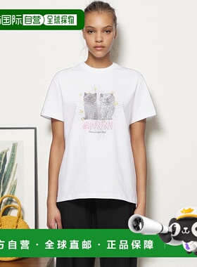 1h可退 香港直邮潮奢 GANNI 甘尼 女士 白色 Basic Jersey Kitten