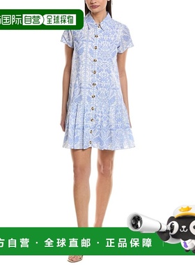 自营Sail to Sable Ruffle Hem Shirtdress - blue 美国奥莱直发