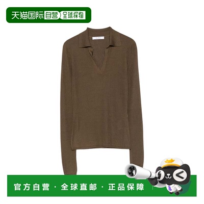 自营max maraMxmgergo Ribbed Knit Collared Top - grey 美国奥
