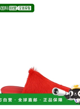自营salvatore ferragamoSelestina Fur Mules - flame red 美国