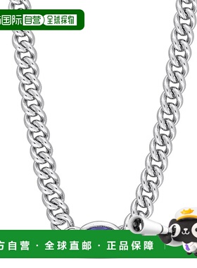 自营 925 纯银 Mimi & Max 1 1/4 CT TGW 椭圆形蓝宝石锁链项链 -