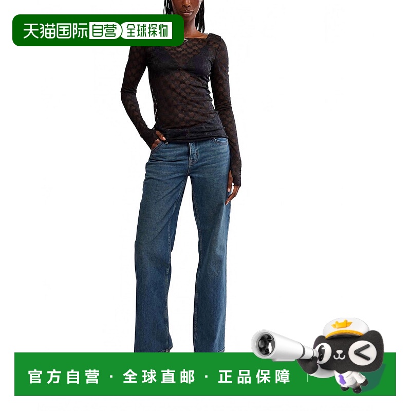 自营free peopleFrom Me To You Bow Pattern Lace Top In Black