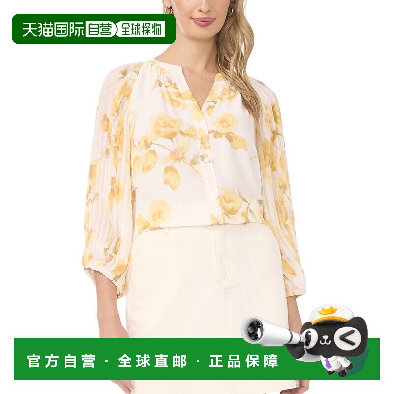 自营vince camutoCamuto纽扣前罩衫-象牙色wins 美国奥莱直发上衣