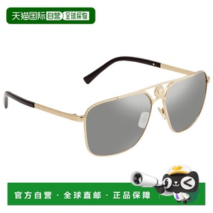 自营Versace Light Gray Mirror Silver Rectangular Men's Sungl