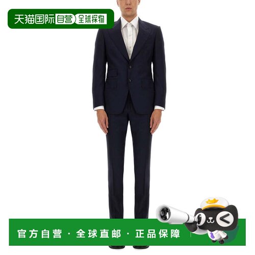 自营tom fordGrand Overcheck Shelton深海军蓝修身羊毛西装-黑色