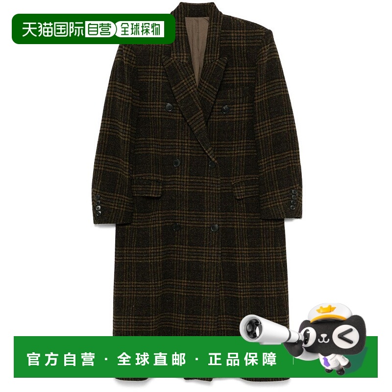 自营isabel marant etoileDouble-Breasted Wool Coat With Plaid