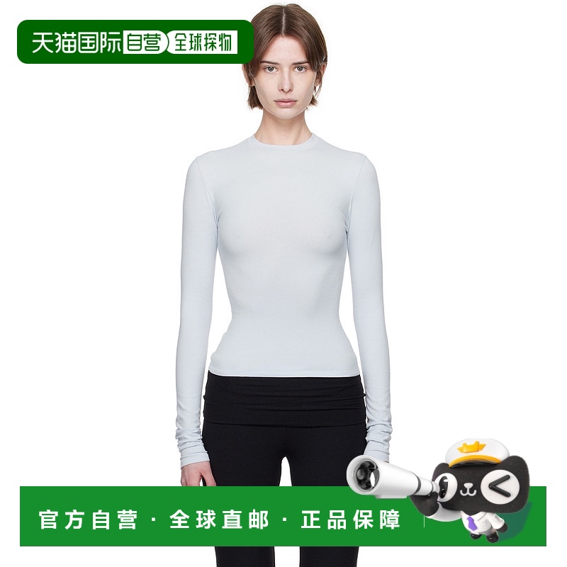 1h可退 香港直邮潮奢 SKIMS 女士 蓝色 Cotton Jersey 长袖 T 恤