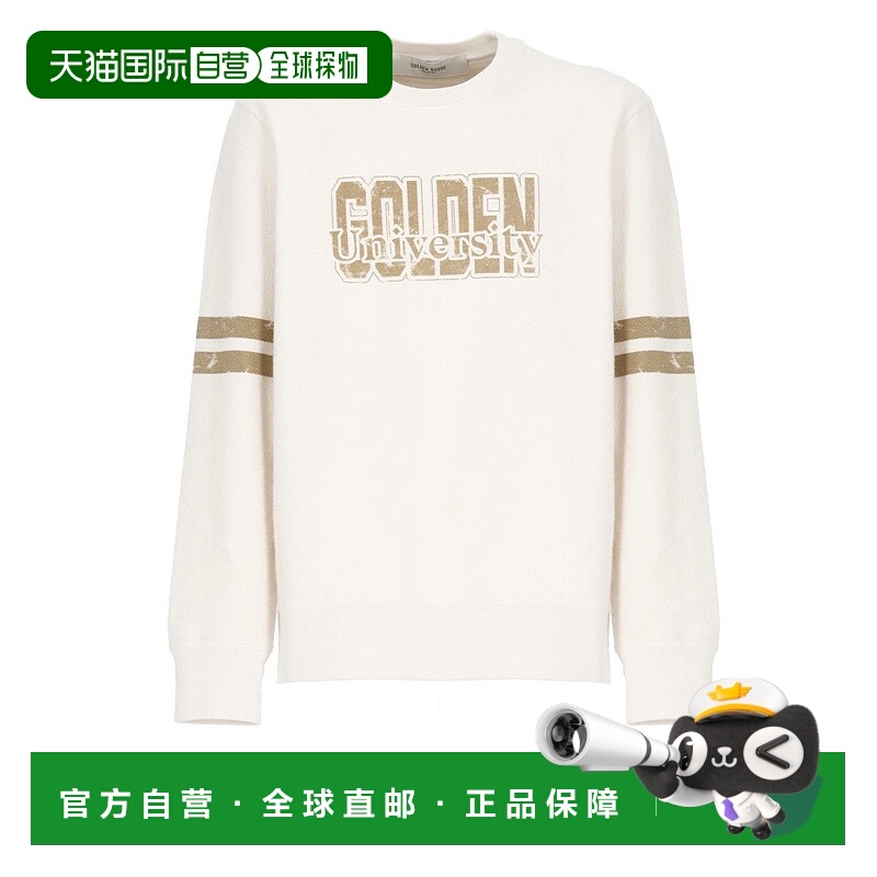 自营golden gooseIvory Cotton Sweatshirt With Contrasting Log