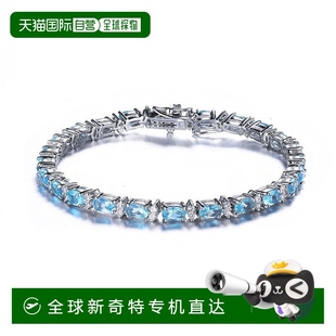 自营genevive纯银网球手链 交替 配以彩色和透明椭圆形方晶锆石