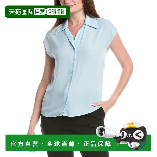自营T Tahari Camp Collar Blouse - blue 美国奥莱直发