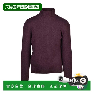 自营eleventyHigh Neck Sweater in Wool - Red - black 美国奥莱