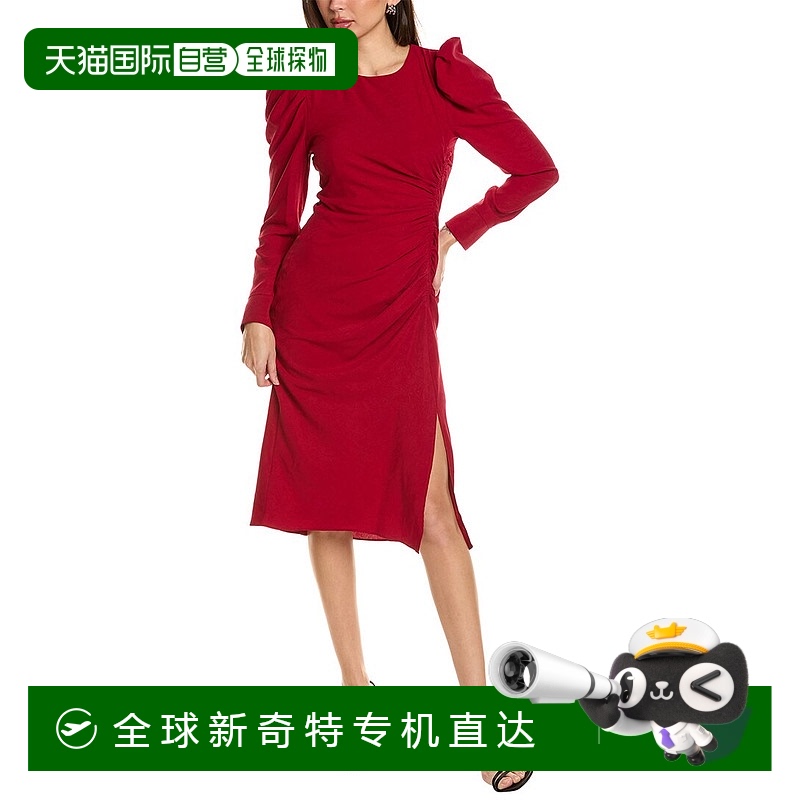 自营 Julia Jordan褶皱迷笛连衣裙-红色 【美国奥莱】直发