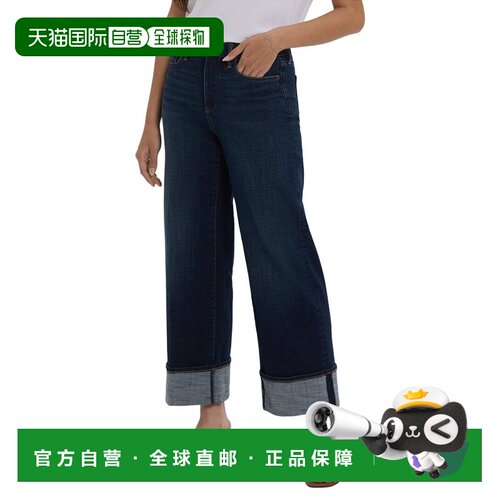 自营NYDJ Teresa Moulin蓝色阔腿牛仔裤-蓝色 美国奥莱直发直筒裤