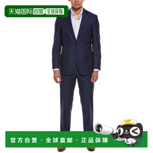 自营Canali 2pc羊毛和马海毛混纺西装-海军蓝 美国奥莱直发