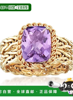 自营 Ross-Simons 14 克拉黄金紫水晶编织戒指 - 紫色 美国奥莱直
