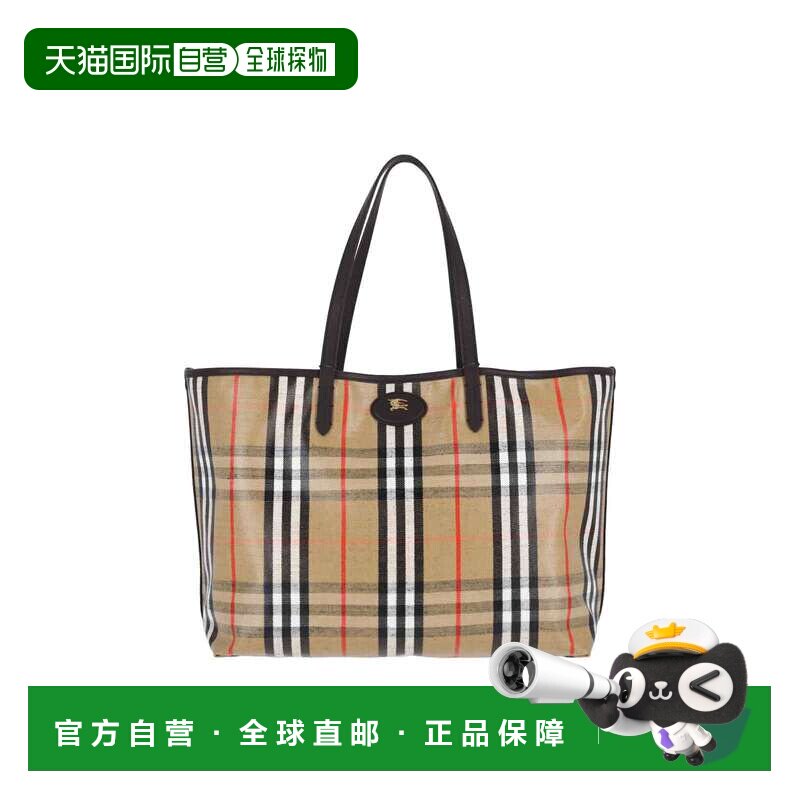 自营burberry米色格子小袋托特包-中性色 美国奥莱直发单肩包