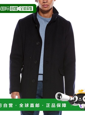 自营Kenneth Cole Wool-Blend Melton Coat - blue 美国奥莱直发